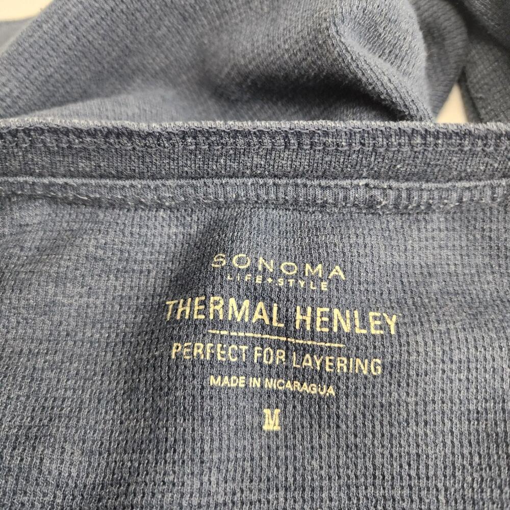 Sonoma Blue Thermal Henley for Layering 3-Button Long Sleeve Shirt Men's Size M